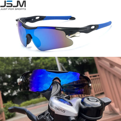 JSJM Outdoor Men Cycling Sunglasses Road Bicycle Mountain Riding Protection Sports Glasses Goggles Eyewear MTB Bike Sun Glasses