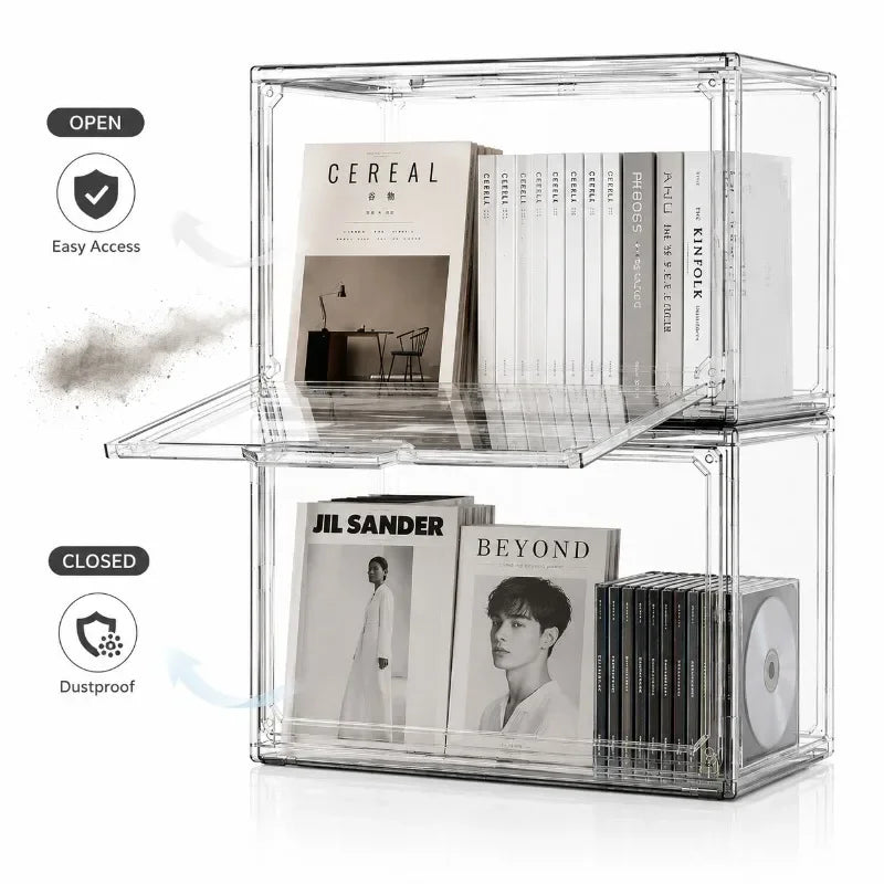 Transparent Storage Box Organizer Bookshelf Album CD Desktop Dustproof Display Cabinet Figures Acrylic Box Blind Box Showcase