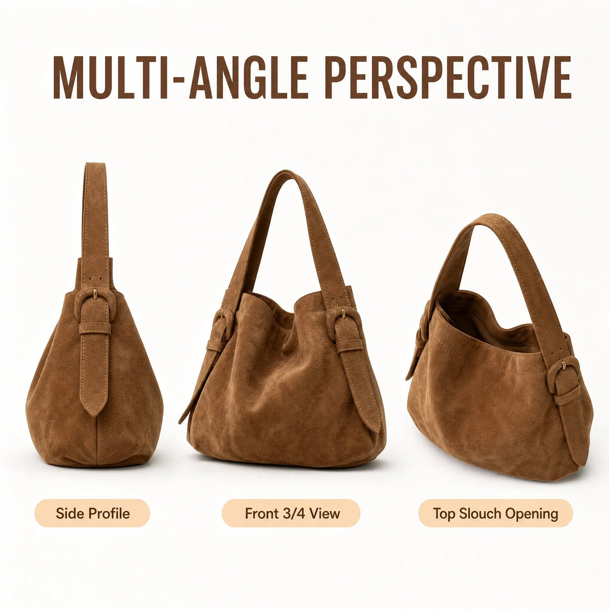 2026 New Vintage Brown Large Capacity Bucket Bag, Can Be Used As Shoulder Bag, Underarm Bag, Crossbody Bag