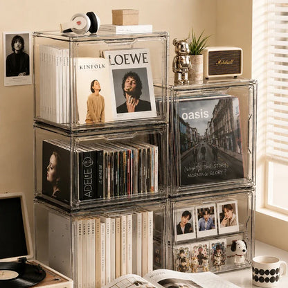 Transparent Storage Box Organizer Bookshelf Album CD Desktop Dustproof Display Cabinet Figures Acrylic Box Blind Box Showcase