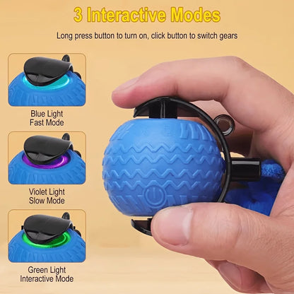 Cat Toy for Indoor Cats, Automatic Rolling Ball with LED Light & Realistic Tail, Self-Playing Motion Activated Cat Toys for Bore