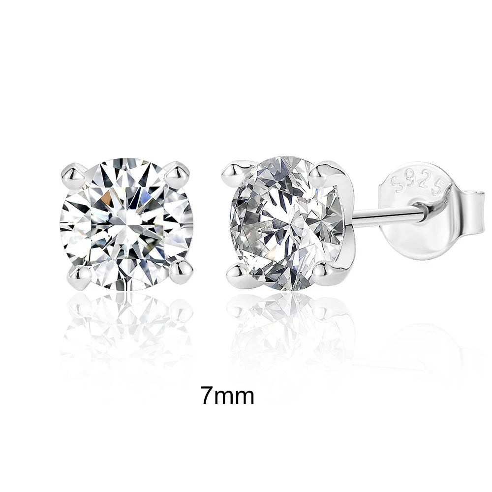 CANNER Moissanite Stud Earrings – 0.5 to 1.2 Carat D Color, 925 Sterling Silve