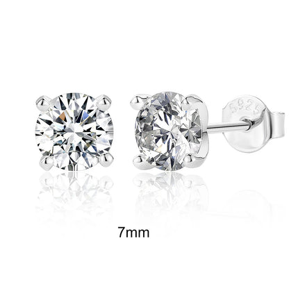 CANNER Moissanite Stud Earrings – 0.5 to 1.2 Carat D Color, 925 Sterling Silve