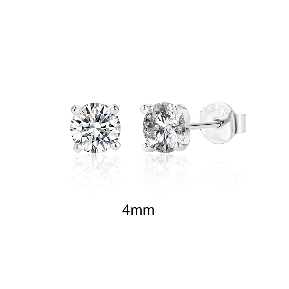 CANNER Moissanite Stud Earrings – 0.5 to 1.2 Carat D Color, 925 Sterling Silve