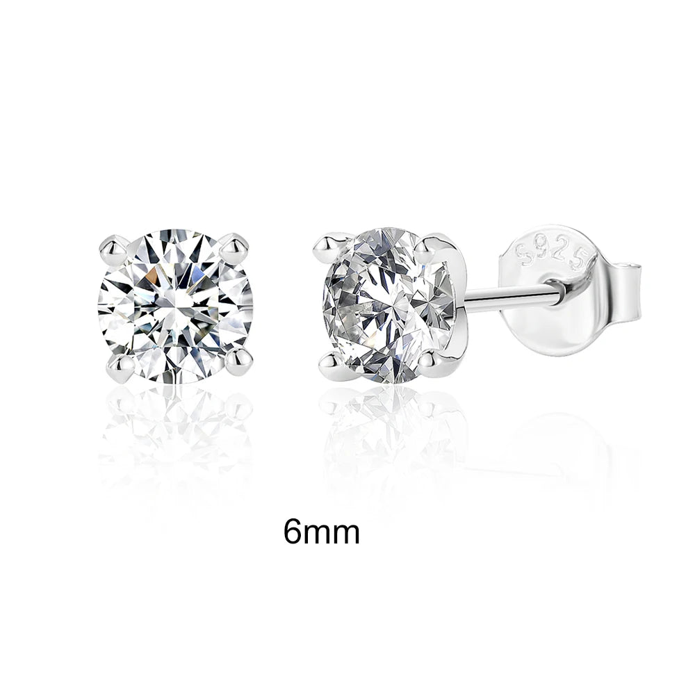 CANNER Moissanite Stud Earrings – 0.5 to 1.2 Carat D Color, 925 Sterling Silve