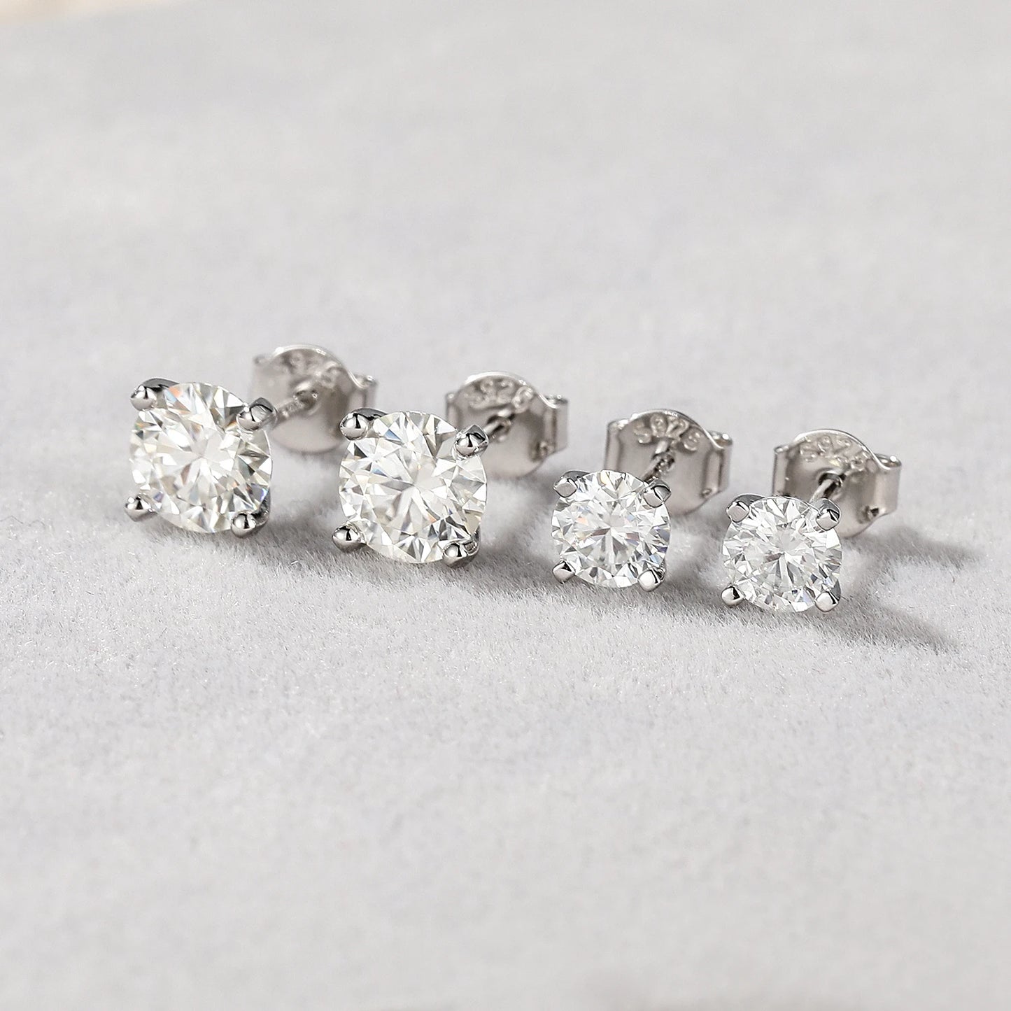 CANNER Moissanite Stud Earrings – 0.5 to 1.2 Carat D Color, 925 Sterling Silve