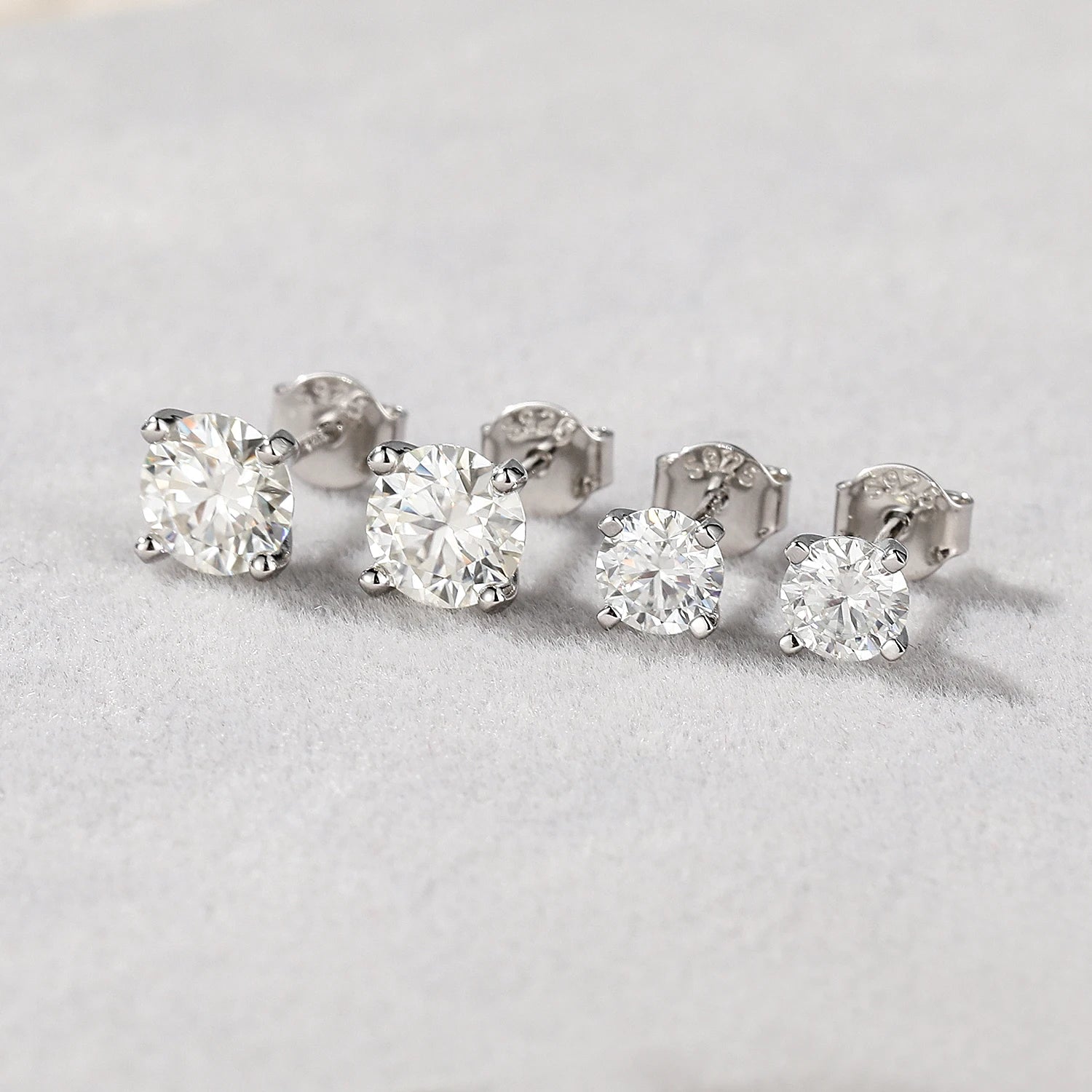 CANNER Moissanite Stud Earrings – 0.5 to 1.2 Carat D Color, 925 Sterling Silve