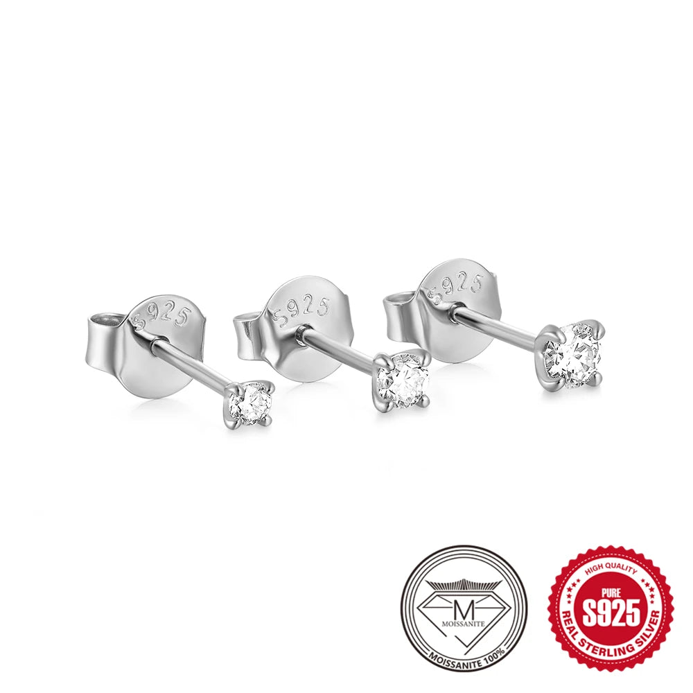 CANNER Moissanite Stud Earrings – 0.5 to 1.2 Carat D Color, 925 Sterling Silve
