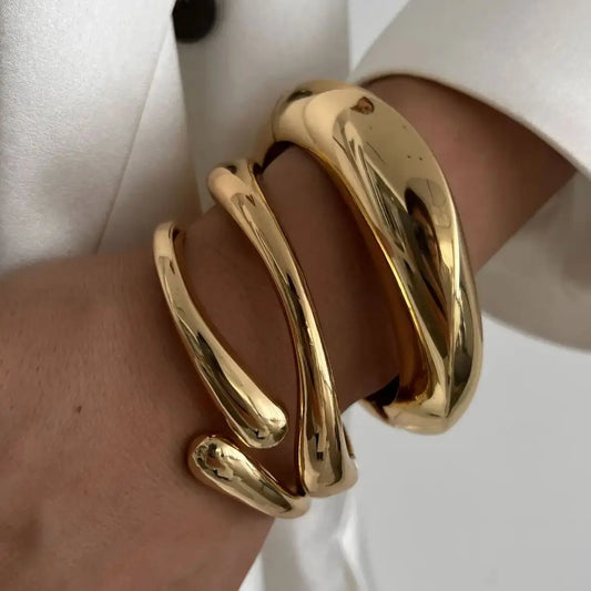 DIEZI Vintage Hip Hop Metal Cuff Bangles – Punk Gold & Silver Geometric Bracelets for Men & Women