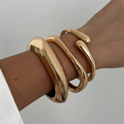 DIEZI Vintage Hip Hop Metal Cuff Bangles – Punk Gold & Silver Geometric Bracelets for Men & Women