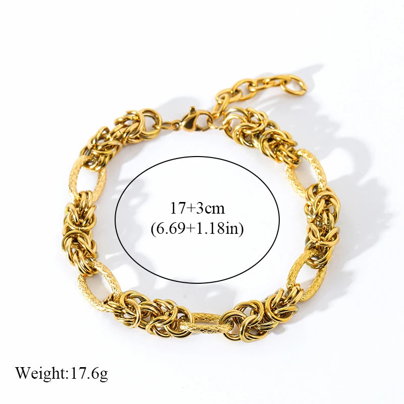 EILIECK 316L Stainless Steel Twisted Bracelet – 18K Gold Plated Wrist Chain, Waterproof Trendy Bangle for Women