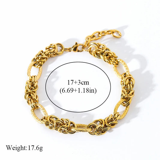 EILIECK 316L Stainless Steel Twisted Bracelet – 18K Gold Plated Wrist Chain, Waterproof Trendy Bangle for Women