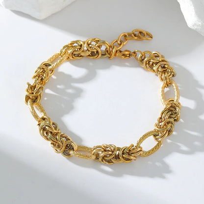 EILIECK 316L Stainless Steel Twisted Bracelet – 18K Gold Plated Wrist Chain, Waterproof Trendy Bangle for Women