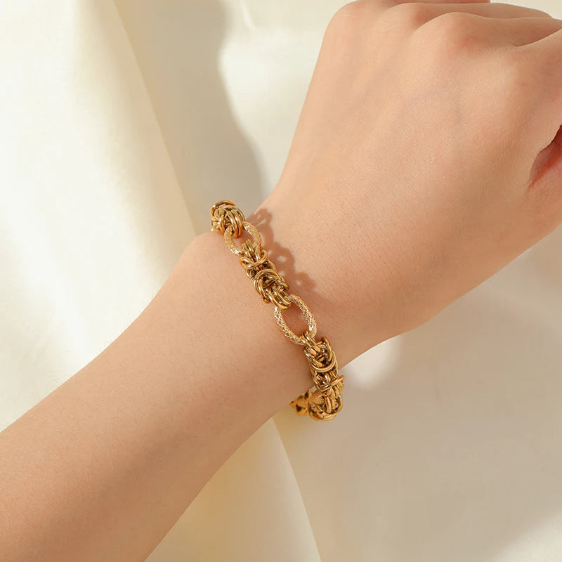 EILIECK 316L Stainless Steel Twisted Bracelet – 18K Gold Plated Wrist Chain, Waterproof Trendy Bangle for Women