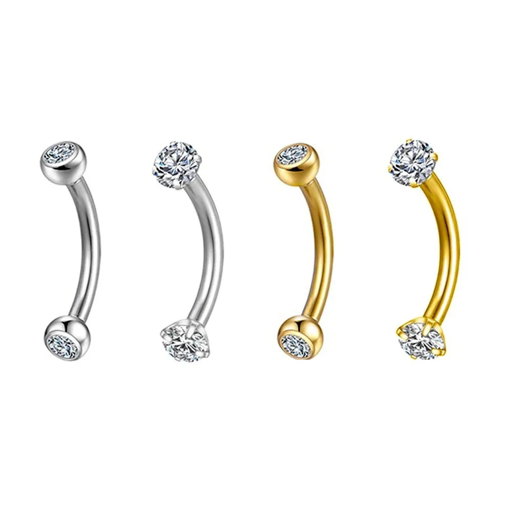 G23 Titanium Eyebrow Piercing Jewelry with Zircon – 1/5/50pcs Wholesale