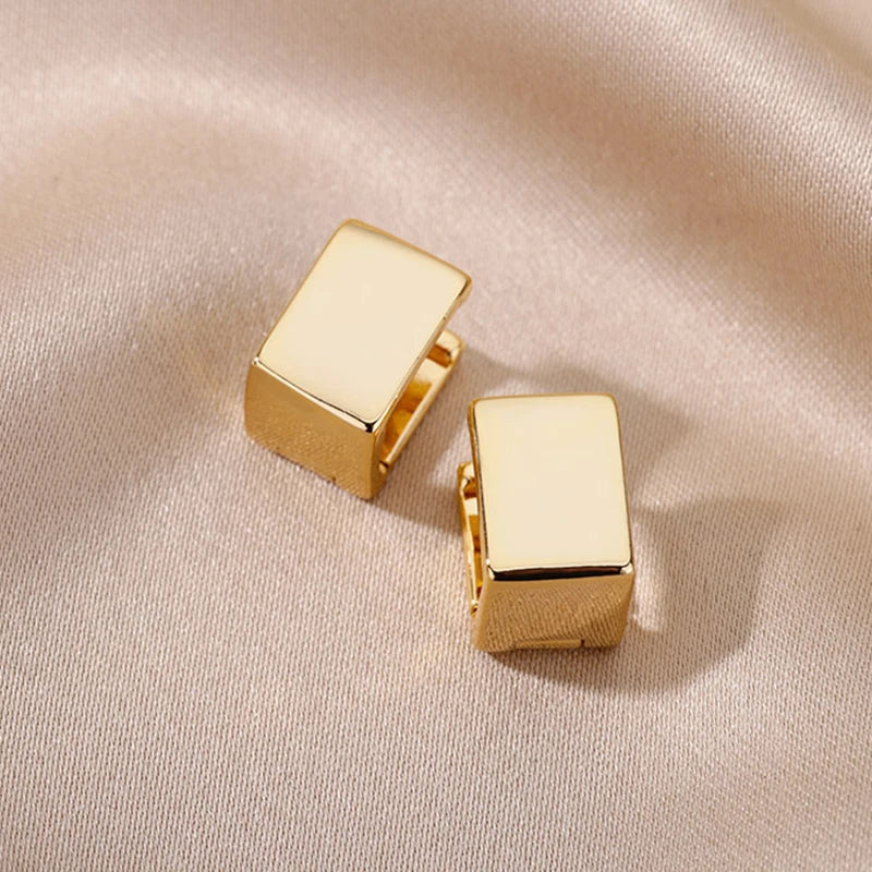 Gold Plated Stainless Steel Geometric Claw Earrings - Starfish & Heart Studs for Women, Waterproof Fashion Jewelry Gift