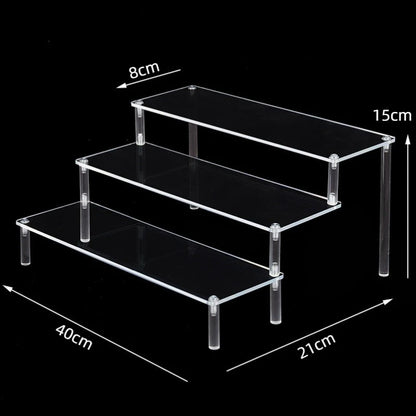 1-5 Tier Acrylic Display Stand,Clear Display Riser Rack for Cupcake,Perfume Doll Décor and Organizer Amiibo Funko POP Figures