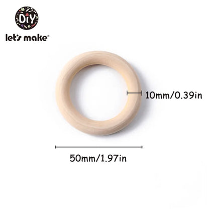 Let‘s Make 50pcs  Wooden Rings DIY Customize Logo 98/70/55/40mm Smooth Surface Natural Maple Wood Rodent Baby Teething Bpa Free