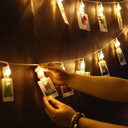 LED Card Picture Photo Clips Bright Fairy String Lights 3M 6M 10M Wedding Mariage Party Light Valentine's Day Wall Decoration