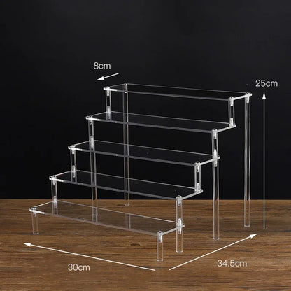 1-5 Tier Acrylic Display Stand,Clear Display Riser Rack for Cupcake,Perfume Doll Décor and Organizer Amiibo Funko POP Figures