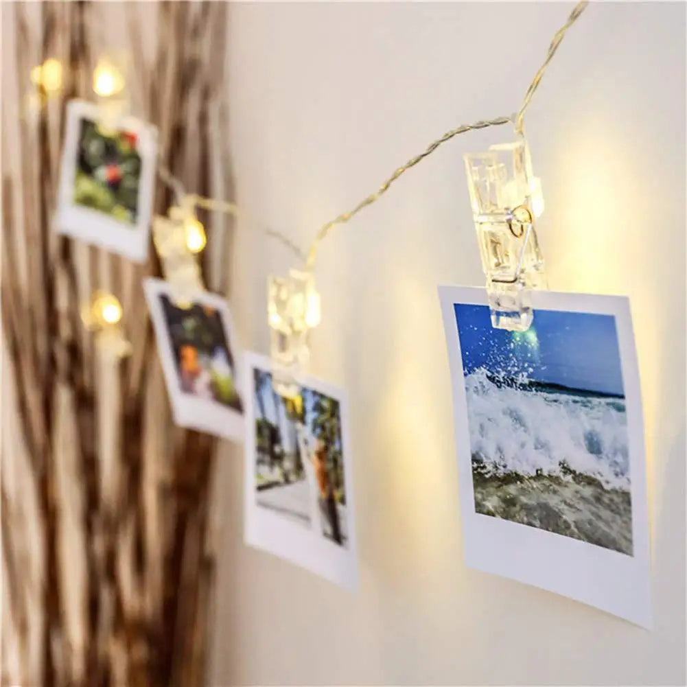 LED Card Picture Photo Clips Bright Fairy String Lights 3M 6M 10M Wedding Mariage Party Light Valentine's Day Wall Decoration
