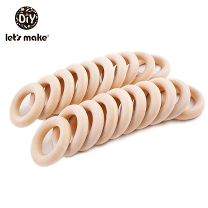 Let‘s Make 50pcs  Wooden Rings DIY Customize Logo 98/70/55/40mm Smooth Surface Natural Maple Wood Rodent Baby Teething Bpa Free