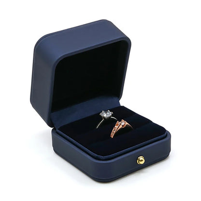 Vintage Double Slots Ring Jewelry Box – PU Leather Storage Case for Wedding, Engagement, & Gift