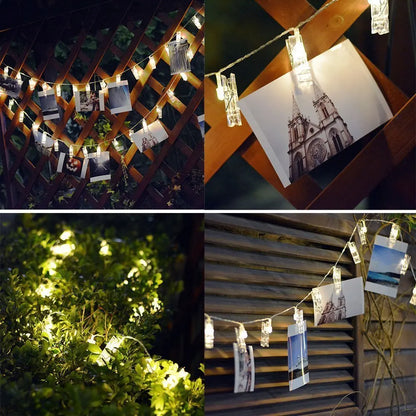 LED Card Picture Photo Clips Bright Fairy String Lights 3M 6M 10M Wedding Mariage Party Light Valentine's Day Wall Decoration