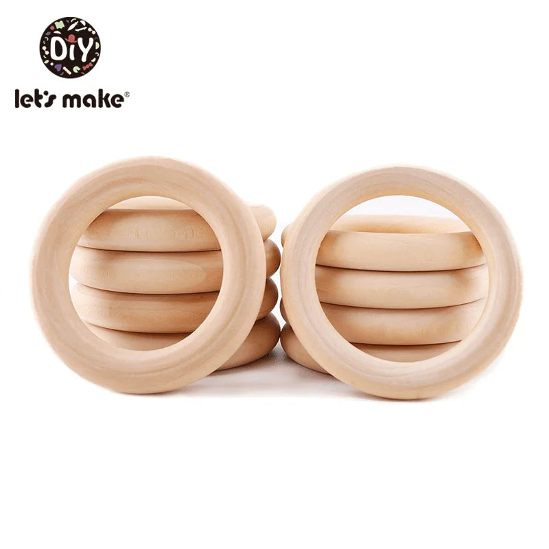 Let‘s Make 50pcs  Wooden Rings DIY Customize Logo 98/70/55/40mm Smooth Surface Natural Maple Wood Rodent Baby Teething Bpa Free