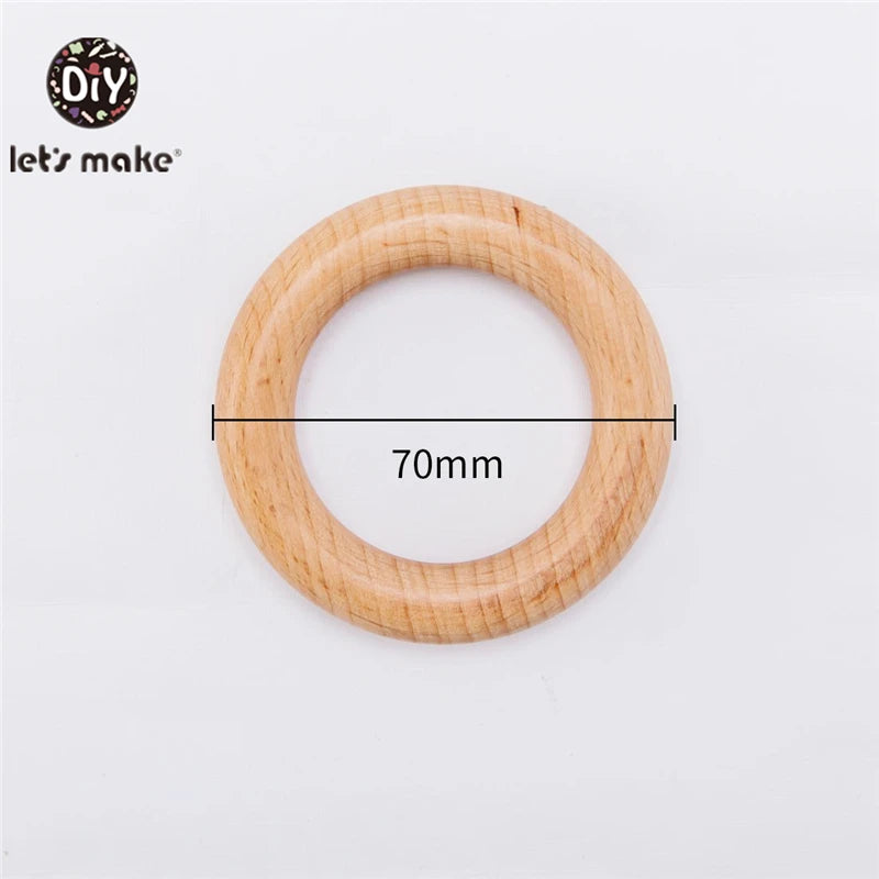 Let‘s Make 50pcs  Wooden Rings DIY Customize Logo 98/70/55/40mm Smooth Surface Natural Maple Wood Rodent Baby Teething Bpa Free