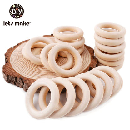 Let‘s Make 50pcs  Wooden Rings DIY Customize Logo 98/70/55/40mm Smooth Surface Natural Maple Wood Rodent Baby Teething Bpa Free