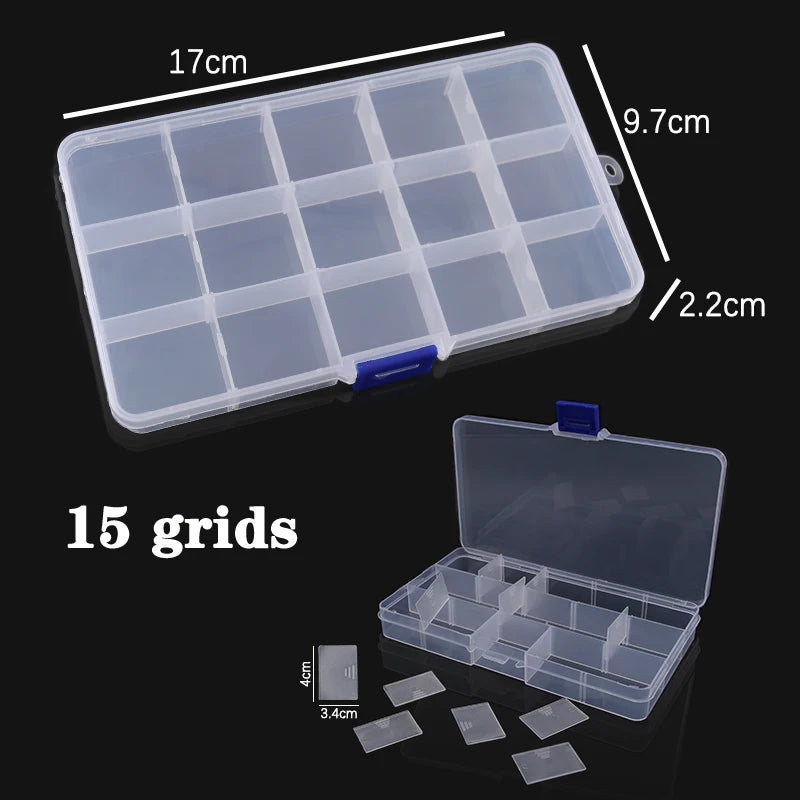 Plastic Jewelry Box – Adjustable 10/15/24 Compartment Slot Organizer