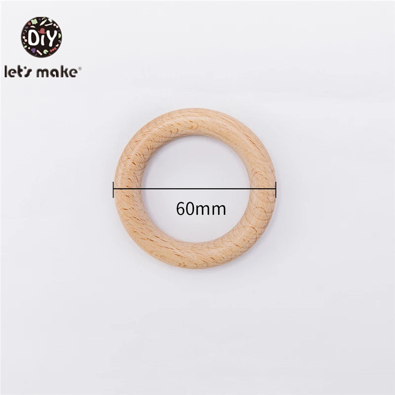 Let‘s Make 50pcs  Wooden Rings DIY Customize Logo 98/70/55/40mm Smooth Surface Natural Maple Wood Rodent Baby Teething Bpa Free