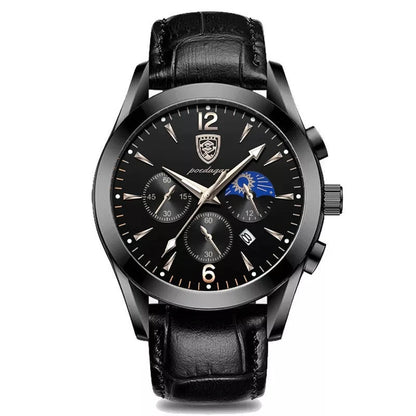 POEDAGAR Men Watch New Top Brand Luxury Waterproof Luminous Sport Wristwatch Quartz Military Genuine Leather Relogio Masculino