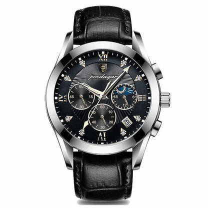 POEDAGAR Men Watch New Top Brand Luxury Waterproof Luminous Sport Wristwatch Quartz Military Genuine Leather Relogio Masculino
