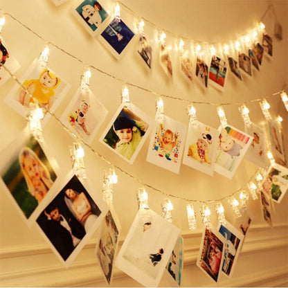 LED Card Picture Photo Clips Bright Fairy String Lights 3M 6M 10M Wedding Mariage Party Light Valentine's Day Wall Decoration