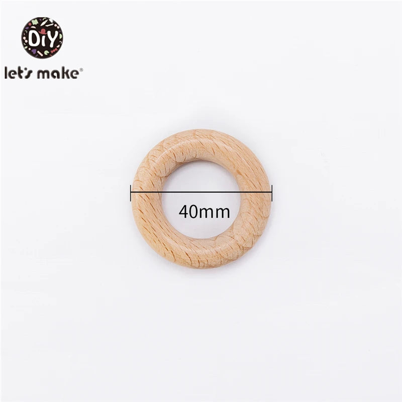 Let‘s Make 50pcs  Wooden Rings DIY Customize Logo 98/70/55/40mm Smooth Surface Natural Maple Wood Rodent Baby Teething Bpa Free