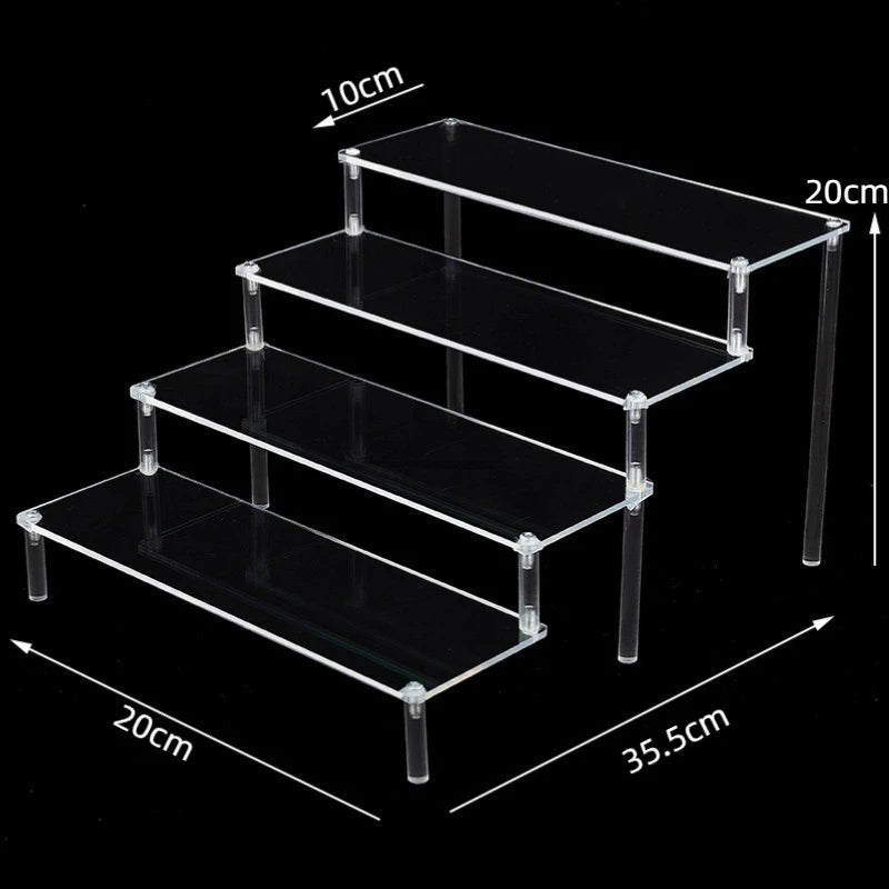 1-5 Tier Acrylic Display Stand,Clear Display Riser Rack for Cupcake,Perfume Doll Décor and Organizer Amiibo Funko POP Figures