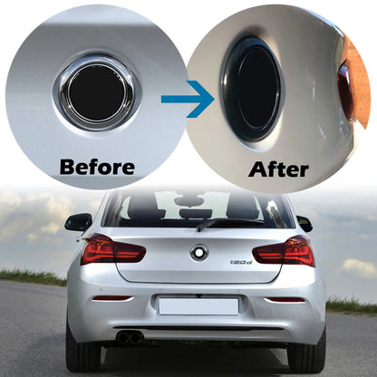 Rear Badge Ring Car Logo Cover For BMW 1 Series F20 F21 2011-2019 Black/Carbon Pattern Frame Sticker Car Decoration Accessories
