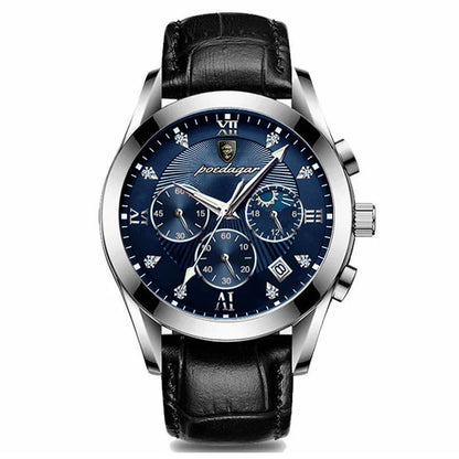 POEDAGAR Men Watch New Top Brand Luxury Waterproof Luminous Sport Wristwatch Quartz Military Genuine Leather Relogio Masculino