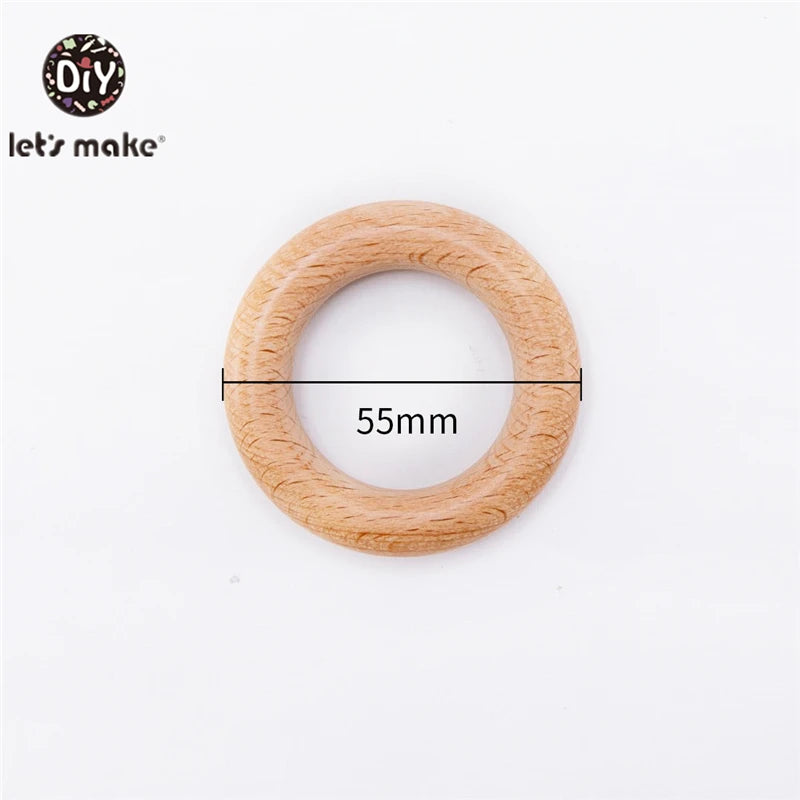 Let‘s Make 50pcs  Wooden Rings DIY Customize Logo 98/70/55/40mm Smooth Surface Natural Maple Wood Rodent Baby Teething Bpa Free