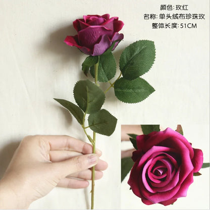 10PC Artificial Roses Bouquet Vase for Home Decoration Accessories Diy Photo Props Flowers Arrangement Dining Table Christmas
