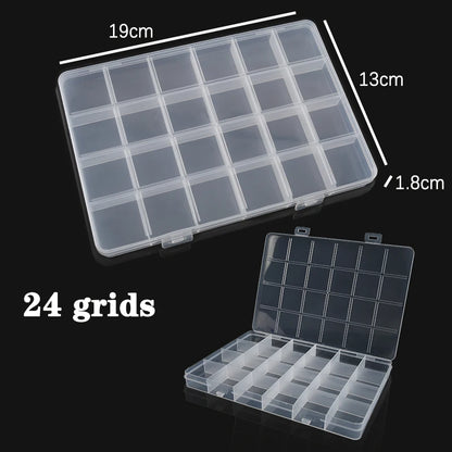 Plastic Jewelry Box – Adjustable 10/15/24 Compartment Slot Organizer