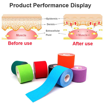 2.5cm/5cm Kinesiology Tape Athletic Bands 5m Sport Recovery Strapping Gym Waterproof Tennis Muscle Pain Relief Knee Bandage