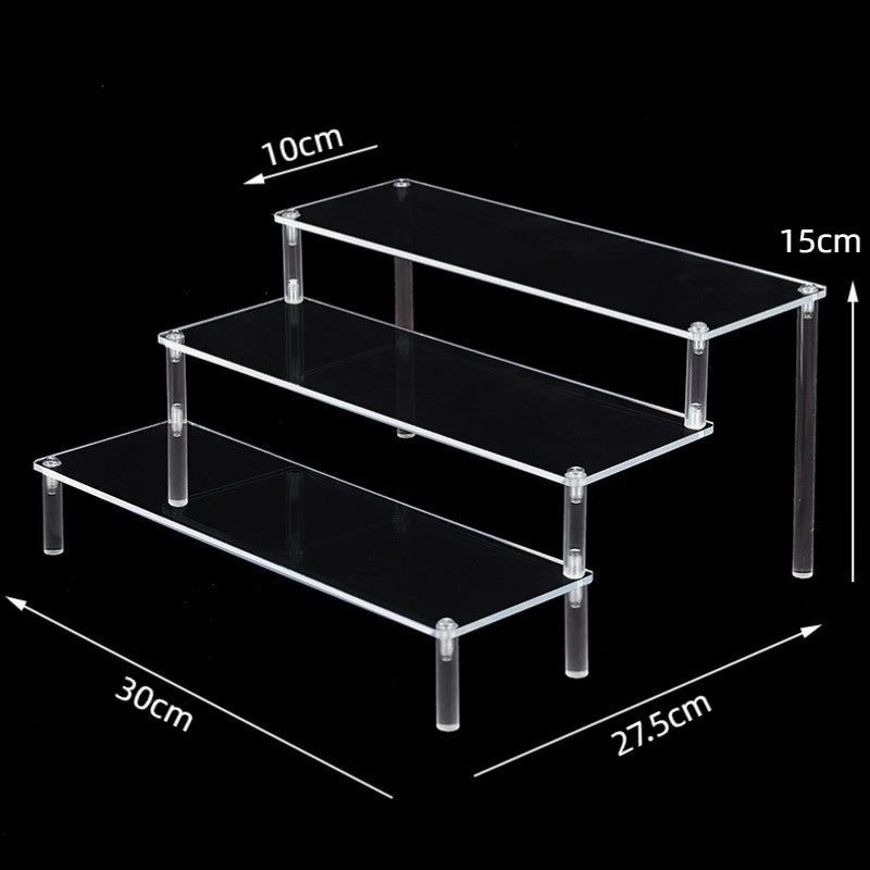 1-5 Tier Acrylic Display Stand,Clear Display Riser Rack for Cupcake,Perfume Doll Décor and Organizer Amiibo Funko POP Figures