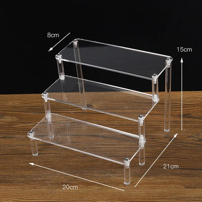 1-5 Tier Acrylic Display Stand,Clear Display Riser Rack for Cupcake,Perfume Doll Décor and Organizer Amiibo Funko POP Figures