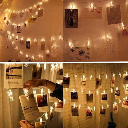 LED Card Picture Photo Clips Bright Fairy String Lights 3M 6M 10M Wedding Mariage Party Light Valentine's Day Wall Decoration