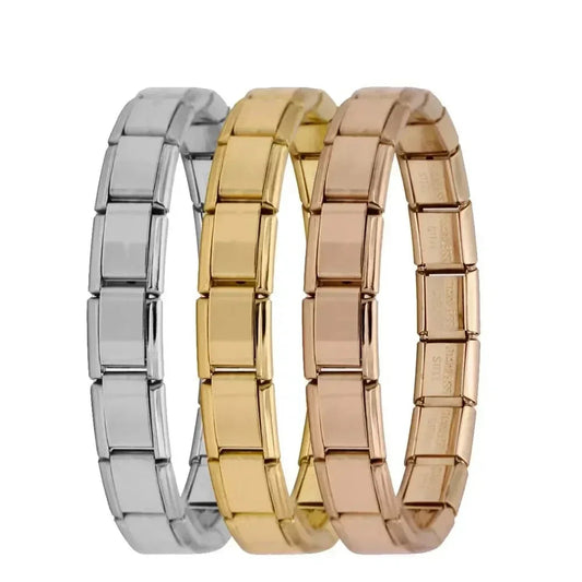 Hapiship Italian Elastic Charm Bracelet – 9mm Stainless Steel Fashion Bangle for Women & Men