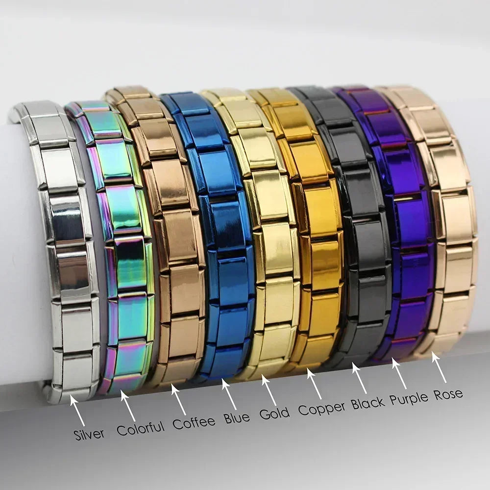 Hapiship Italian Elastic Charm Bracelet – 9mm Stainless Steel Fashion Bangle for Women & Men