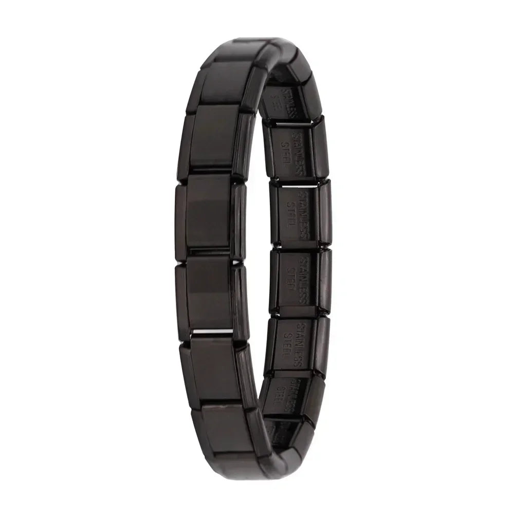Hapiship Italian Elastic Charm Bracelet – 9mm Stainless Steel Fashion Bangle for Women & Men
